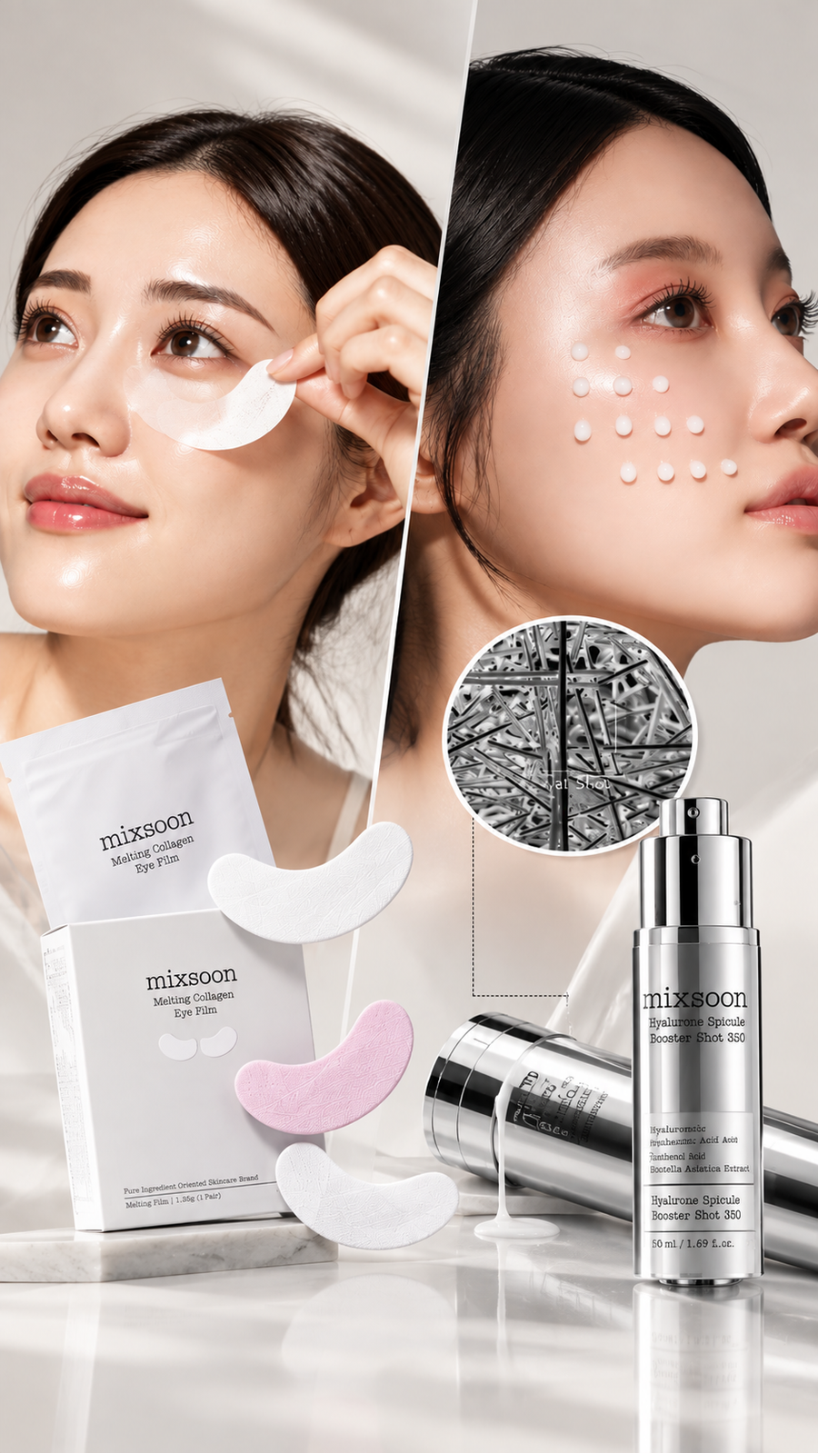 Kit Booster Antiage Mixsoon Peptide Cica Hyalshot + Melting Collagen Eye Film